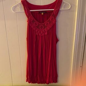 Cable & Gauge Vibrant Pink Crochet Trim Top